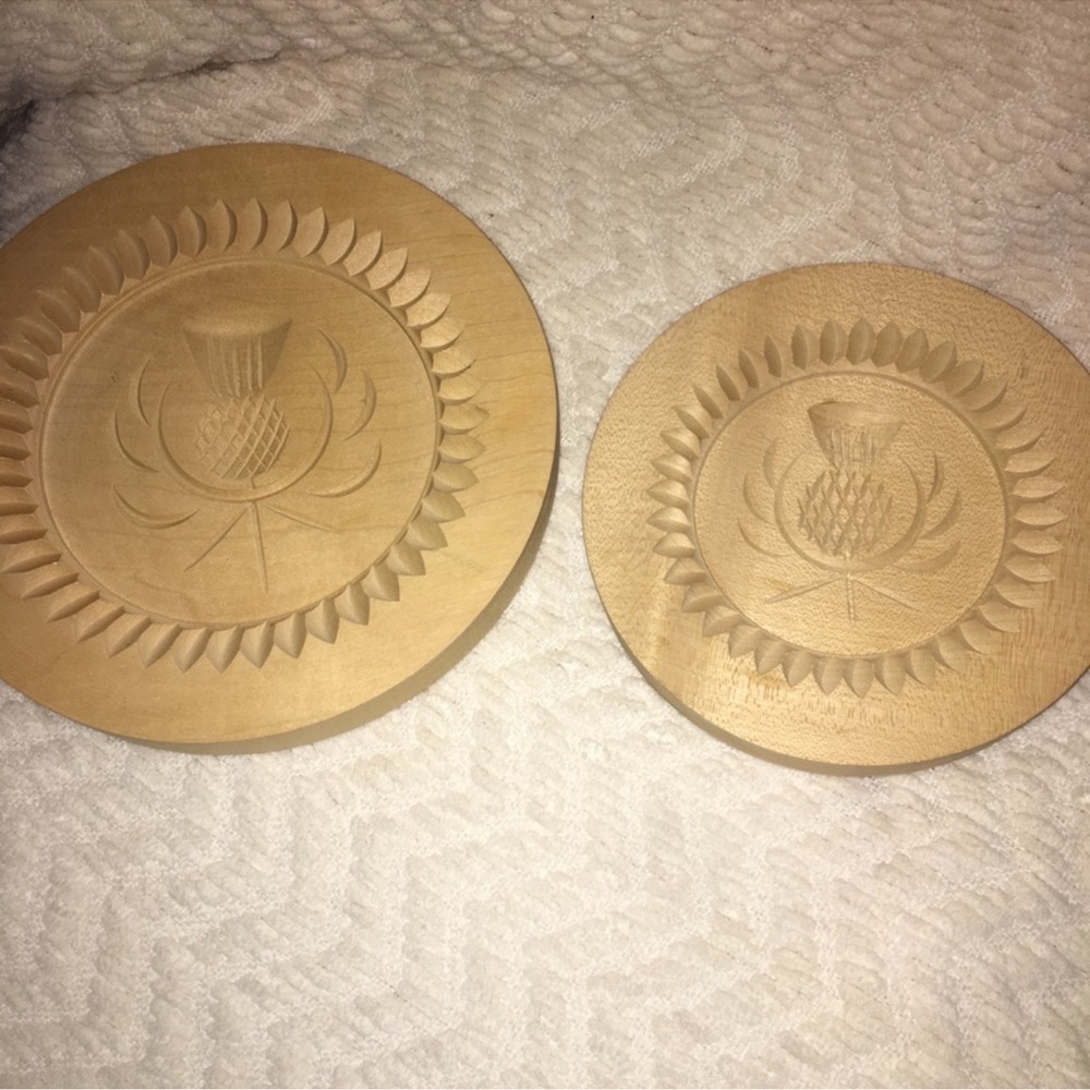 Stanley Whyte Wooden Thistle Shortbread Molds Set of 2 Scotland Scottish